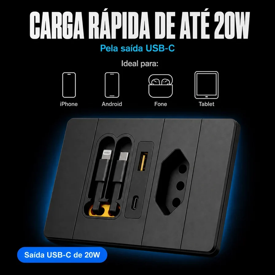 Potência de carga rápida de 20W da Tomada Inteligente Plugmax