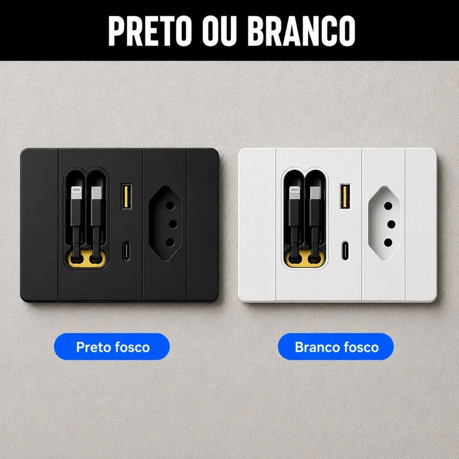 Cores disponíveis da Tomada Inteligente Plugmax: preto e branco