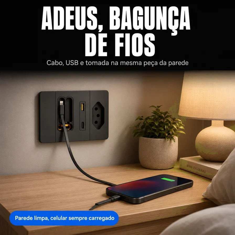 Tomada Inteligente Plugmax instalada em ambiente moderno